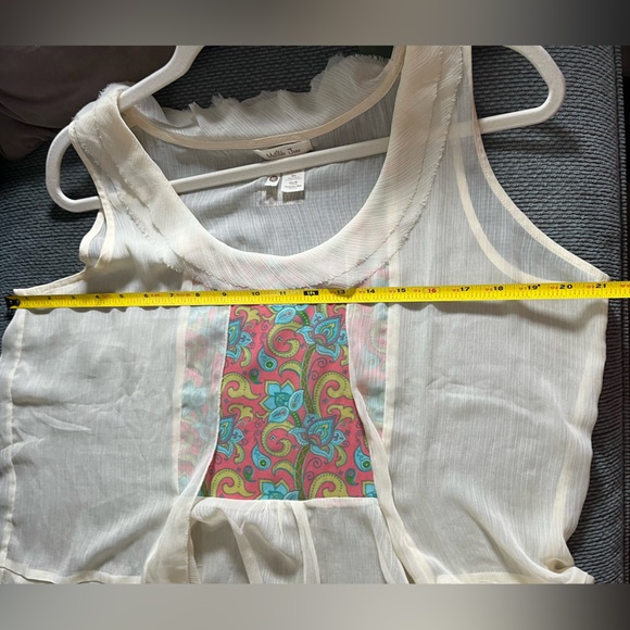 Matilda Jane Palisades Sheer Flowy Cream Sleeveless Tank Top Size XL Boho Artsy - Picture 9 of 9